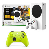 Pack Console Xbox Series S avec 3 Jeux Inclus : Fortnite + Rocket League + Fall Guys + Manette sans fil Jaune Electric Volt Xbox