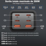 Chargeur USB-C Rapide 200W avec 6 Ports