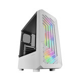 Boîtier Semi-Tour Gaming ATX Mars Gaming MC-TOR Blanc, Fenêtre Latérale Complète