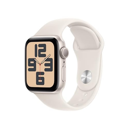 Apple Watch SE (2ᵉ Génération) 40 mm GPS avec Boîtier en Aluminium lumière stellaire et Bracelet Sport lumière stellaire (S/M)