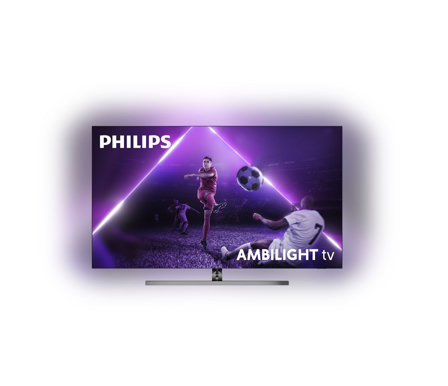 TV Philips Ambilight 55OLED856 55" 4K UHD OLED avec Android TV coloris Gris métallique