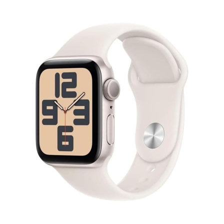 Apple Watch SE (2ᵉ génération) 40 mm GPS Montre connectée avec Boîtier alu et Bracelet Sport lumière stellaire (S/M).