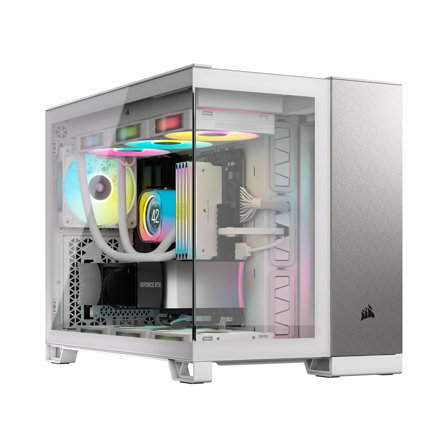 CORSAIR 2500X Boîtier Petit Tour mATX à Double Chambre – Blanc/Gris Satiné Aluminium