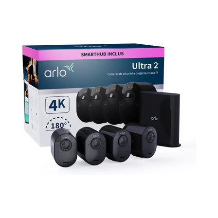 Pack x4 Arlo Ultra 2 4K avec Smarthub Camera video surveillance WiFi exterieure sans fil