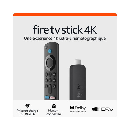 Amazon Fire TV Stick 4K |  Wi-Fi 6 et Dolby Vision/Atmos et HDR10+