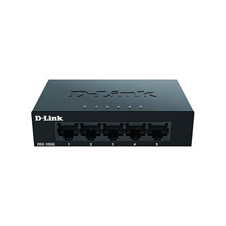 D-Link DGS-105GL Commutateur de bureau Gigabit non géré 5 ports sans ventilateur, profil bas, boîtier en métal, Plug-and-Play, 802.3az EEE