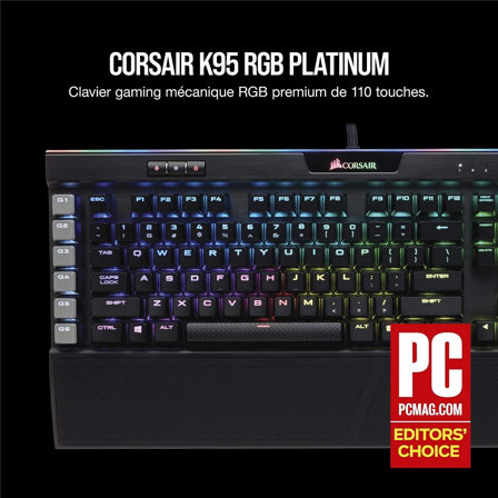 Clavier Mécanique Corsair K95 RGB Platinum USB 2.0 Rétro-Éclairage RGB Multicolore