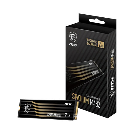 MSI SPATIUM M482 SSD 2TB - PCIe 4.0 NVMe M.2, Lecture 7300 MB/s & Écriture 6400 MB/s, 3D NAND