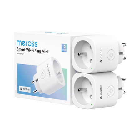 Meross Prise Connectée Matter (Type E), 16A Prise WiFi Compatible avec Apple HomeKit, Alexa, Google Home et Home Assistant
