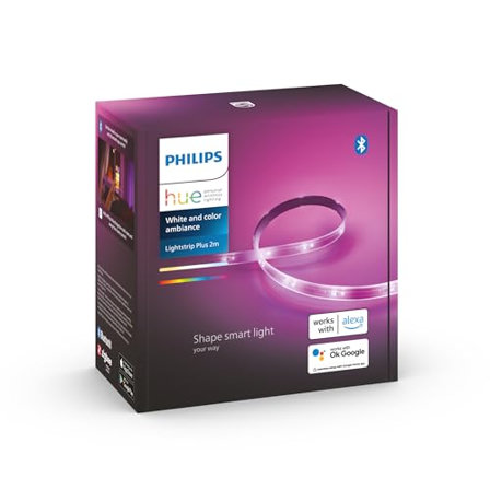 Philips Hue White & Color Ambiance, ruban LED couleur intérieur, V4, base, extensible, compatible Bluetooth, fonctionne avec Alexa, Google Assistant et Apple Homekit