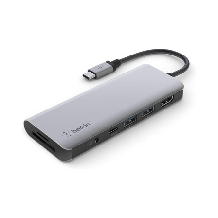 Belkin Adaptateur USB-C Multiport 7-en-1 avec 4K HDMI, USB-C, 2 x USB A, Audio 3,5 mm, SD 3.0