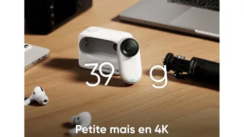 Insta360 GO 3S Noir Minuit (128GB) - Petite caméra de vlog 4K, POV Mains Libres, Montage Partout, stabilisation, 140 Min d'autonomie, étanche à 10 m, édition IA, pour Voyage, vlog