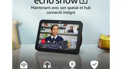 Echo Show 8 (Nouvelle génération) | Écran tactile HD connecté avec son spatial, hub connecté intégré et Alexa | Anthracite