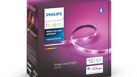 Philips Hue White & Color Ambiance, ruban LED couleur intérieur, V4, base, extensible, compatible Bluetooth, fonctionne avec Alexa, Google Assistant et Apple Homekit