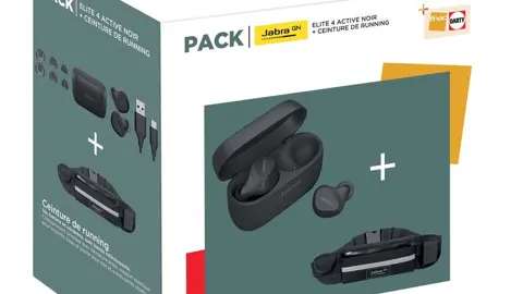 Pack Ecouteurs sans fil à réduction de bruit Jabra Elite 4 Active sport Noir + ceinture Running offerte