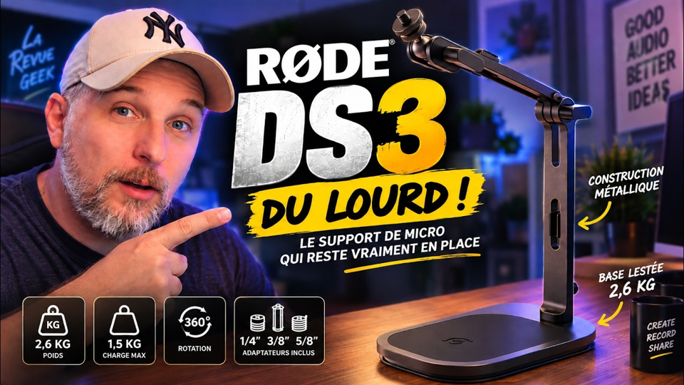 RØDE DS3 : lourd, solide… et vraiment bien pensé ! Le pied de micro qui tient vraiment en place !