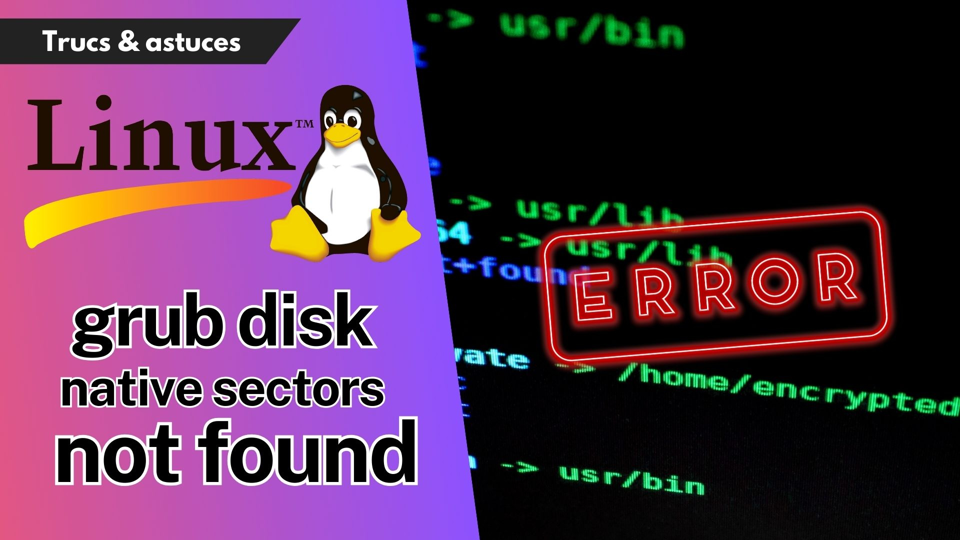 Réparer l'erreur "Grub Disk Native Sectors Not Found" sous Linux
