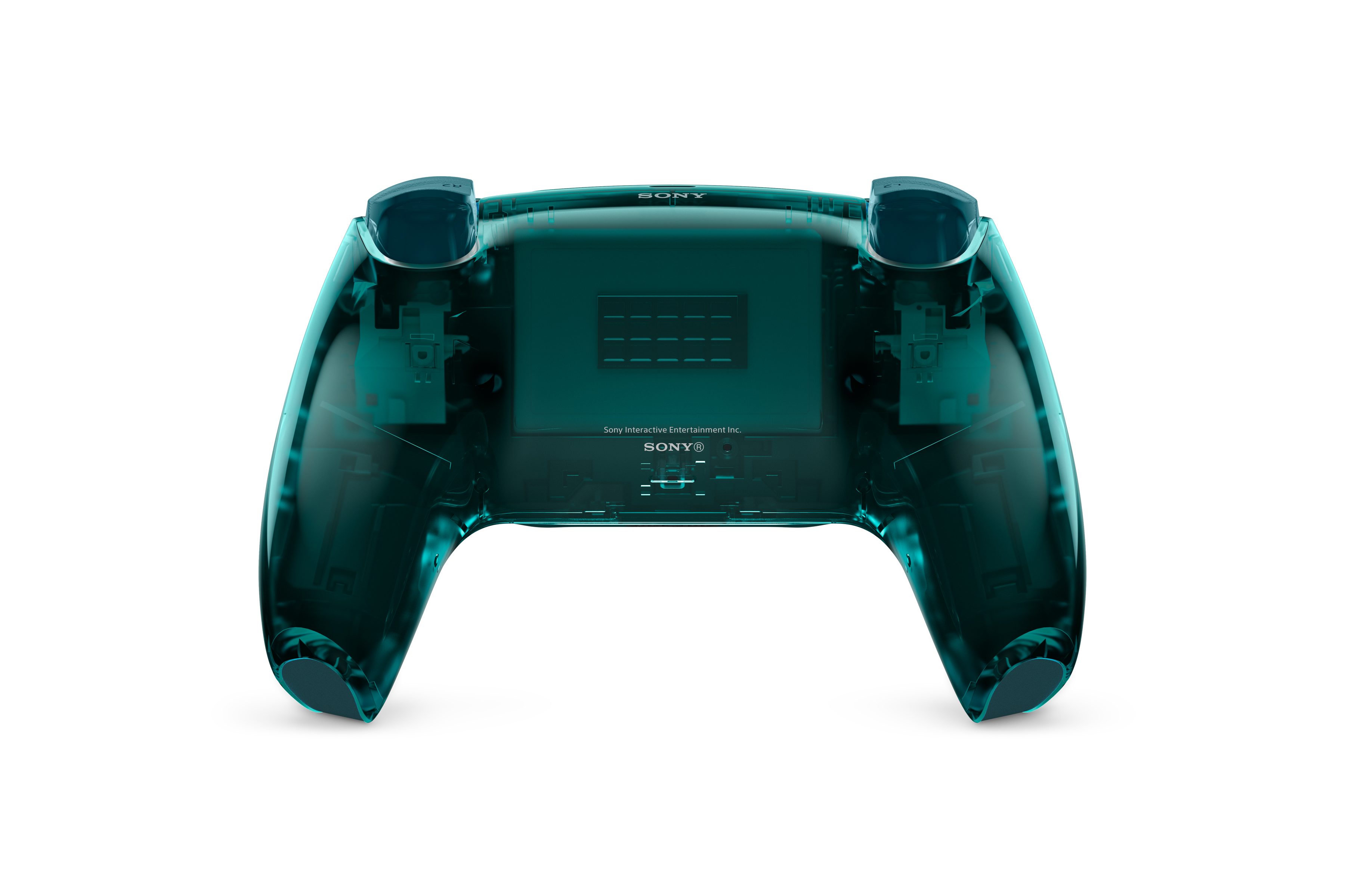 Vue arrière officielle de la manette DualSense Prism Emerald Green