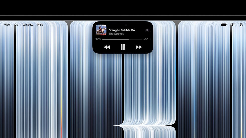 La Dynamic Island du MacBook Pro affiche les commandes Apple Music